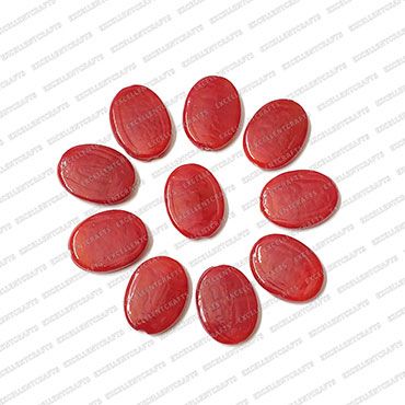 20mm x 25mm Red Transparent Oval Shape Shiny Glass Beads