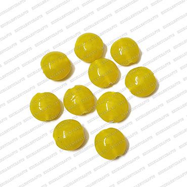 ECMGLBEAD325-16mm-Dia-Sunshine Yellow-Transparent-Round-Shape-Shiny-Glass-Beads