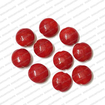 ECMGLBEAD327-20mm-Dia-Red-Transparent-Round-Shape-Shiny-Glass-Beads