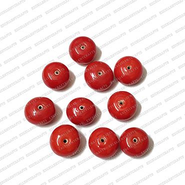 ECMGLBEAD332-14mm-Dia-Cherry-Red-Transparent-Round-Shape-Shiny-Glass-Beads