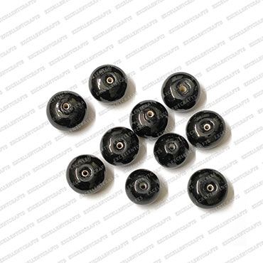 ECMGLBEAD336-14mm-Dia-Black-Transparent-Round-Shape-Shiny-Glass-Beads