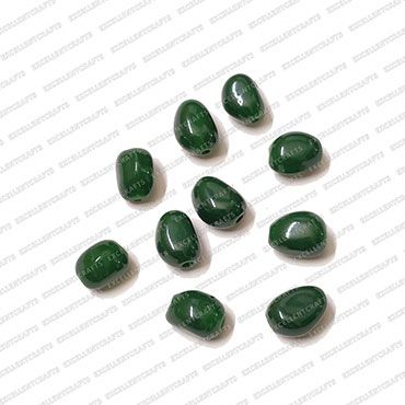 ECMGLBEAD348-8mm-x-12mm-Forest-Green-Transparent-Corn-Shape-Shiny-Glass-Beads