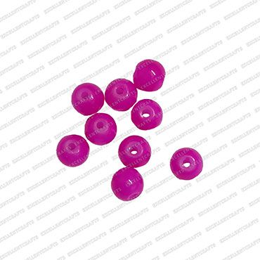 ECMGLBEAD62-6mm-Dia-Magenta-Pink-Transparent-Round-Shape-Shiny-Glass-Beads