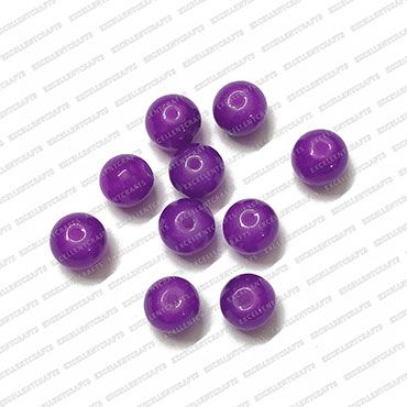ECMGLBEAD71-8mm-Dia-Dark-Purple-Transparent-Round-Shape-Shiny-Glass-Beads