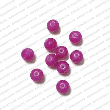 ECMGLBEAD72-8mm-Dia-Magenta-Pink-Transparent-Round-Shape-Shiny-Glass-Beads