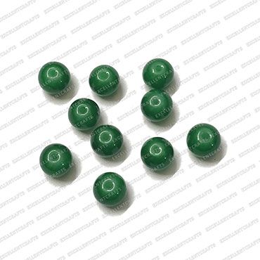 ECMGLBEAD75-8mm-Dia-Forest-Green-Transparent-Round-Shape-Shiny-Glass-Beads