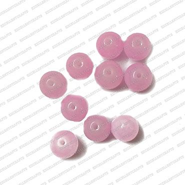 ECMGLBEAD80-10mm-Dia-Baby-Pink-Transparent-Round-Shape-Shiny-Glass-Beads