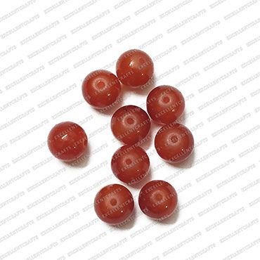 ECMGLBEAD83-10mm-Dia-Cherry-Red-Transparent-Round-Shape-Shiny-Glass-Beads