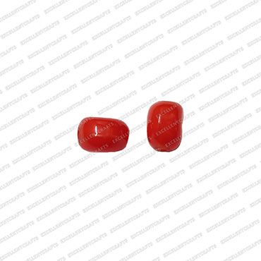 ECMGLBEAD9-8mm-x-12mm-Red-Transparent-Corn-Shape-Shiny-Glass-Beads V1