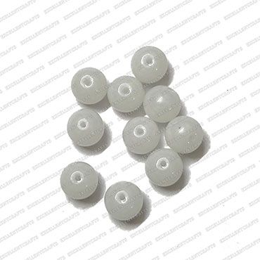 ECMGLBEAD91-10mm-Dia-White-Transparent-Round-Shape-Shiny-Glass-Beads