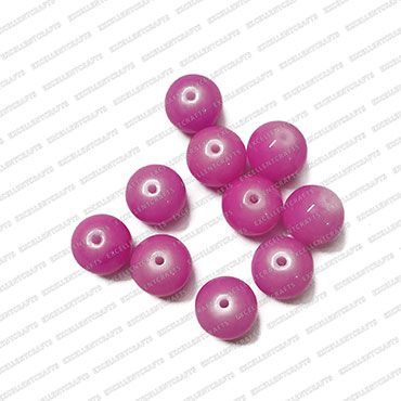 ECMGLBEAD93-12mm-Dia-Neon-Pink-Opaque-Round-Shape-Shiny-Glass-Beads