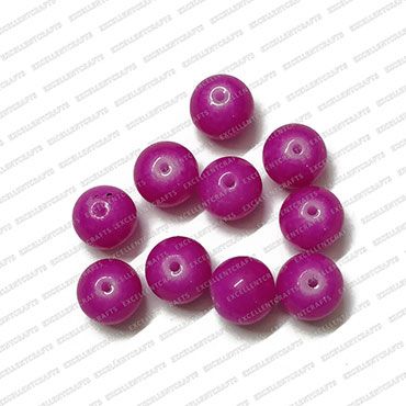 ECMGLBEAD94-12mm-Dia-Violet-Opaque-Round-Shape-Shiny-Glass-Beads