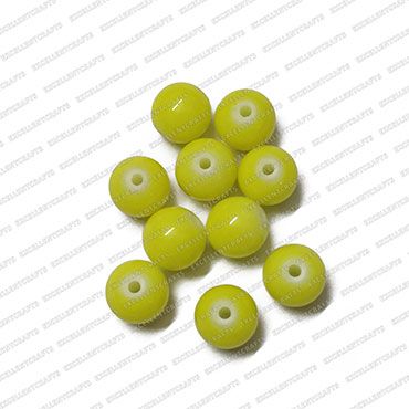 ECMGLBEAD97-12mm-Dia-Neon-Yellow-Transparent-Round-Shape-Shiny-Glass-Beads