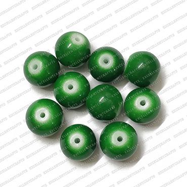 ECMGLBEAD99-12mm-Dia-Forest-Green-Opaque-Round-Shape-Shiny-Glass-Beads