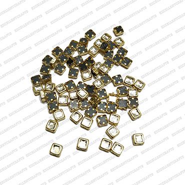 ECMKSTONE7-4mm x 4mm-Square-Shape-White-Color-Flat back-Crystal-Kundan-Stone