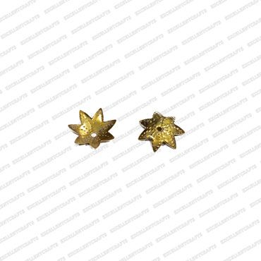 ECMMCAP7-11mm-Dia-Round-Shape-Gold-Color-Shiny-Finish-Metal-Cap-7-Petal-Flower-Design-1 V2