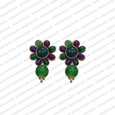 ECMPS10-Single-Layer-Round-Shape-Leaf-Green-and-Dark-Purple-Color-Pachi-Studs
