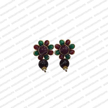 ECMPS4-Single-Layer-Round-Shape-Forest-Green-and-Maroon-Color-Pachi-Studs