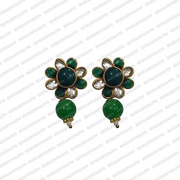 ECMPS8-Single-Layer-Round-Shape-Forest-Green-and-White-Color-Pachi-Studs