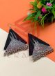 Black Ikat Tribal Fabric Earrings