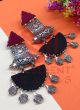 Blossom Earrings- Maroon and Black