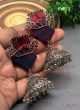 Tunnel Shape Metal Antique Finish Silver Jhumka Base Design 4
