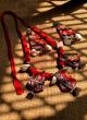 Red Kalamkari Shell Work Fabric Necklace Set