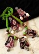 Green Kalamkari Shell Work Fabric Necklace Set