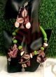 Green Kalamkari Shell Work Fabric Necklace Set