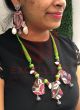 Green Kalamkari Shell Work Fabric Necklace Set