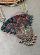 Blue Ajrak Fabric Morni Necklace Set