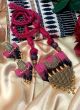 Pink and Black Beaded Ikkat Trapezium Necklace Set