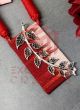 Ikat Panna Necklace Set-Red and Cream