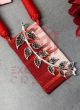 Ikat Panna Necklace Set-Red and Cream