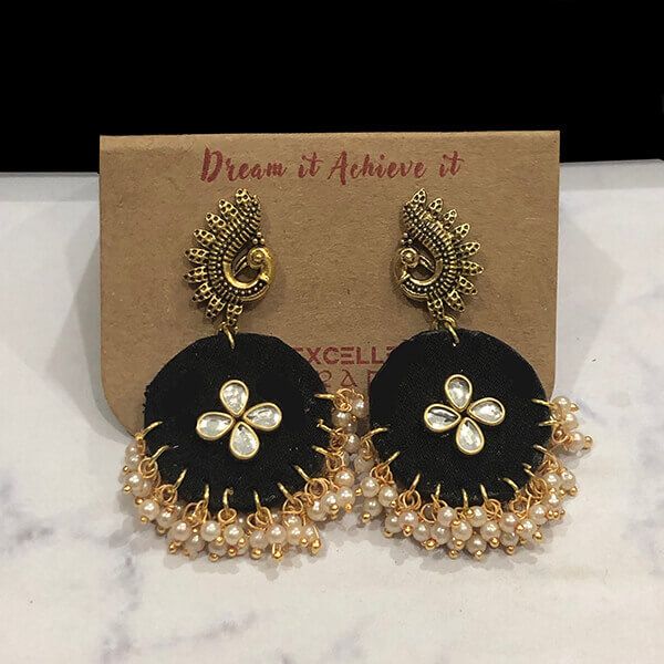 Black Color Round Shape Morini Earrings