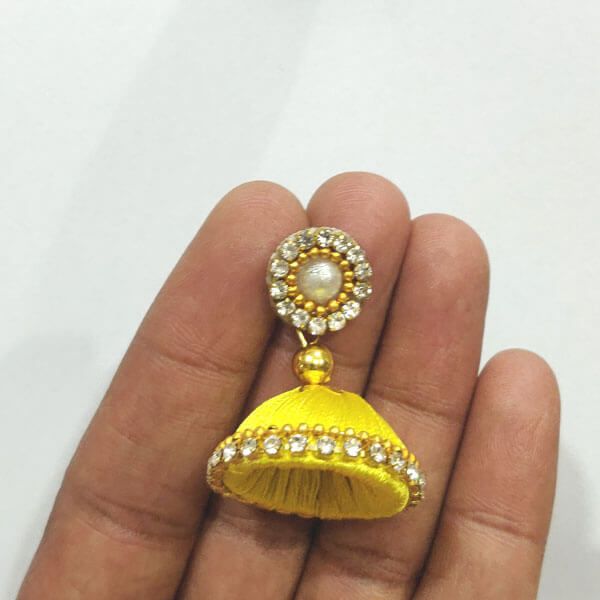 Yellow Color Shiny Finish Silk Thread Earring for Girls/Women 