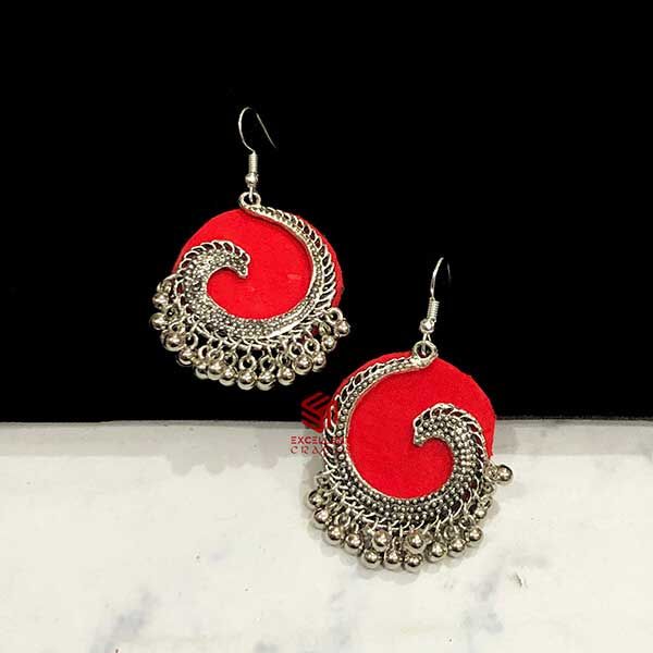 Red Color Round Shape Ajagar Earrings