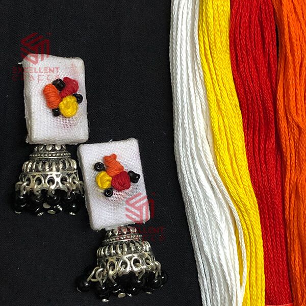 Red, Orange & Yellow Color Knot Designer Earrings 