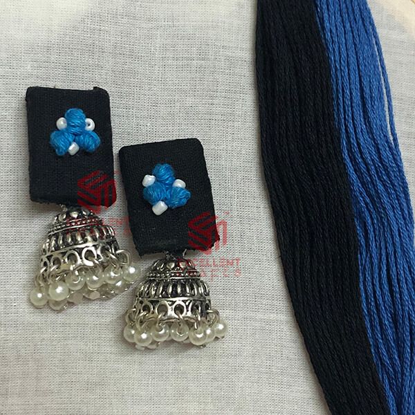 Agenta Blue Color Knot Designer Earrings 