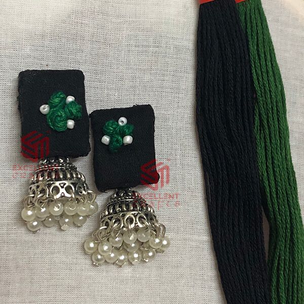Forest Green Color Knot Designer Earrings 
