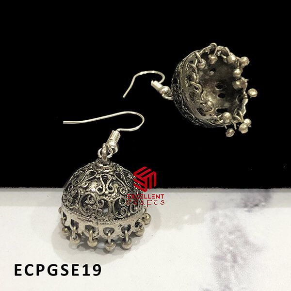 German Silver Dome Shape Jhumka Earring Design 19