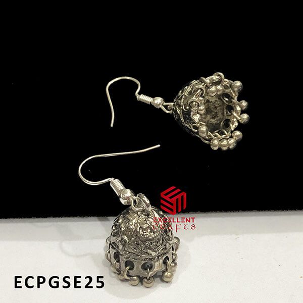 German Silver Dome Shape Jhumka Earring Design 25