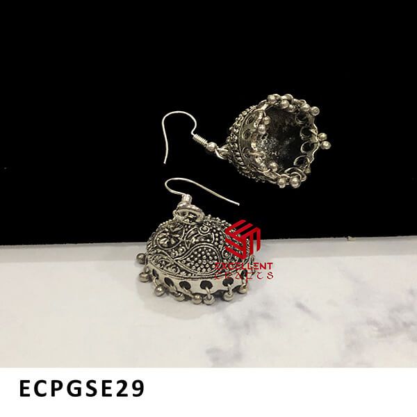 German Silver Dome Shape Jhumka Earring Design 29