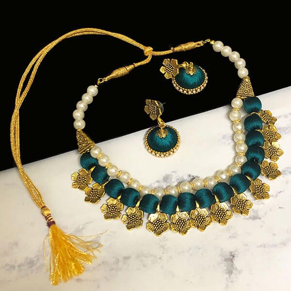 Buy Pink  Green Necklace with Earring Jewellery Set with Kundan  Pearls  by DUGRAN BY DUGRISTYLE at Ogaan Market Online Shopping Site