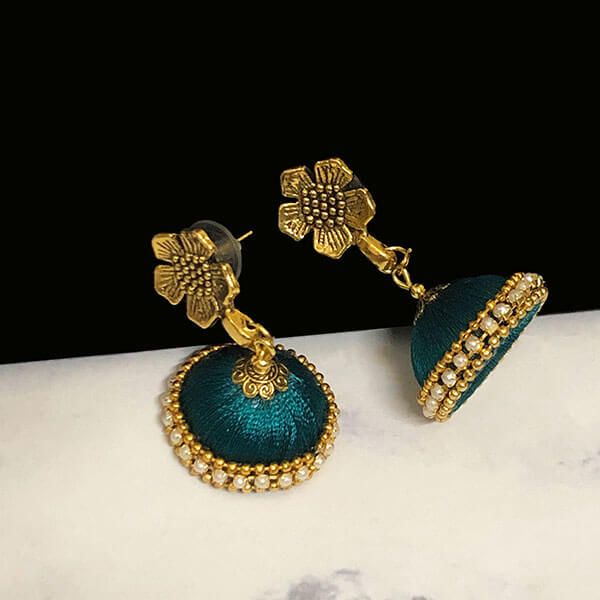 Dome Shape Metal Antique Finish Gold Jhumka Base Design 75