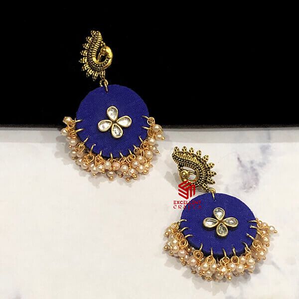 Royal Blue Color Round Shape Morini Earrings