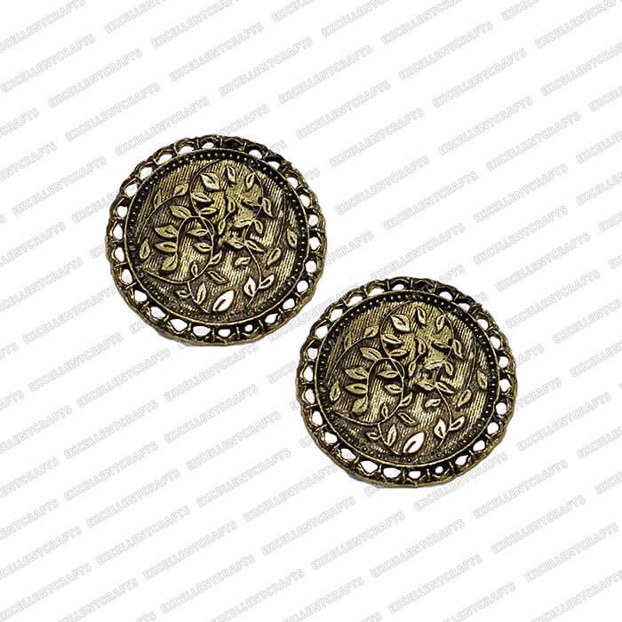 Round Shape Metal Antique Finish Gold Color Stud Design 9