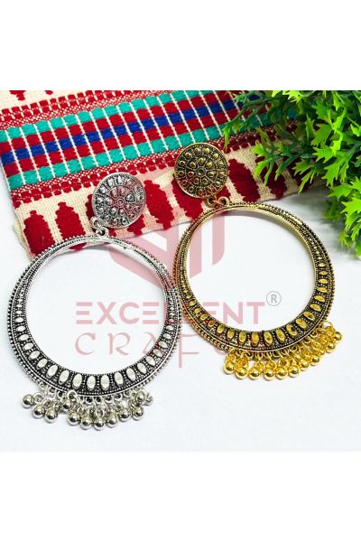 Round Circle Oxidised Jhumka Earring -XL Size