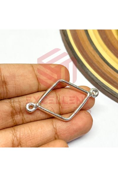 Diamond Shape Open Back Connector Bezels - Silver