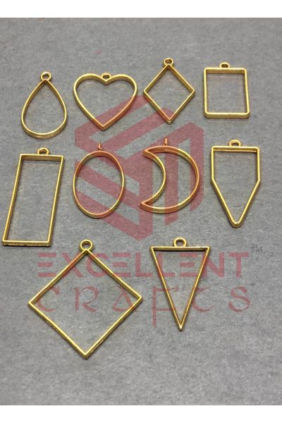 Assorted Geometric  Open Back Bezels - Gold